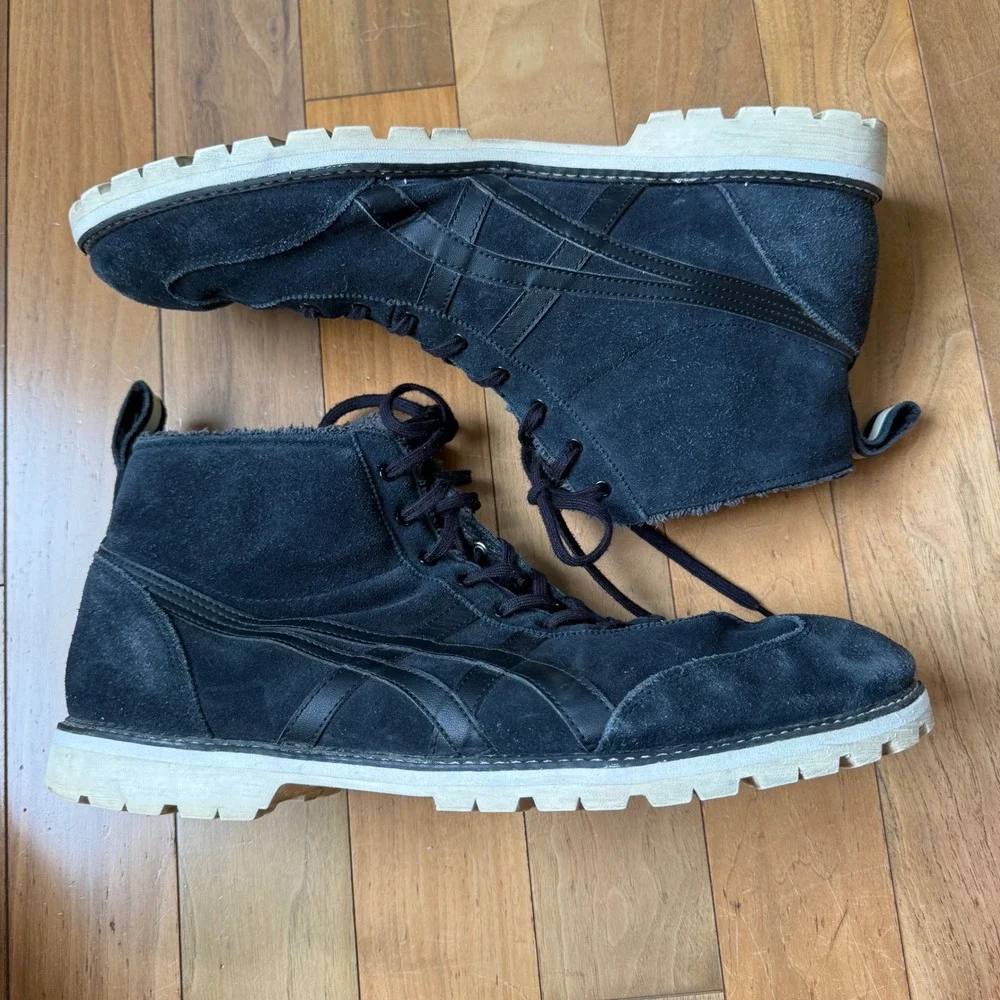 Onitsuka Tiger Rinkkan Boots Men 12 Black Suede Fleece Lined High Top Lug Sole